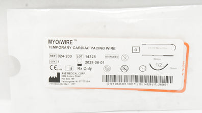 A&E 024-200 2-0 Myo/Wire Temporary Cardiac Pacing Wire 1/2c 26mm 61cm x 89mm